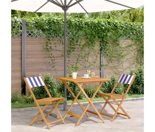 3-Daļīgs Bistro Mēbeļu Komplekts, Zils Un Balts, Audums, Koks Vidaxl