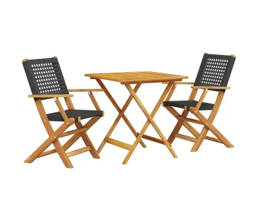 3-Daļīgs Bistro Mēbeļu Komplekts, Melna Pe Rotangpalma, Koks Vidaxl