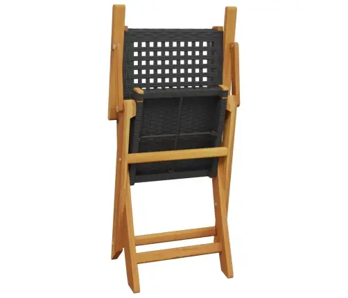 3-Daļīgs Bistro Mēbeļu Komplekts, Melna Pe Rotangpalma, Koks Vidaxl