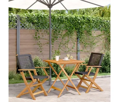 3-Daļīgs Bistro Mēbeļu Komplekts, Melna Pe Rotangpalma, Koks Vidaxl