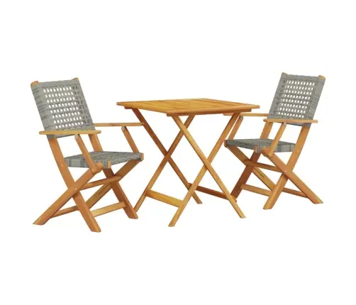 3-Daļīgs Bistro Mēbeļu Komplekts, Pelēka Pe Rotangpalma, Koks Vidaxl