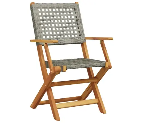 3-Daļīgs Bistro Mēbeļu Komplekts, Pelēka Pe Rotangpalma, Koks Vidaxl