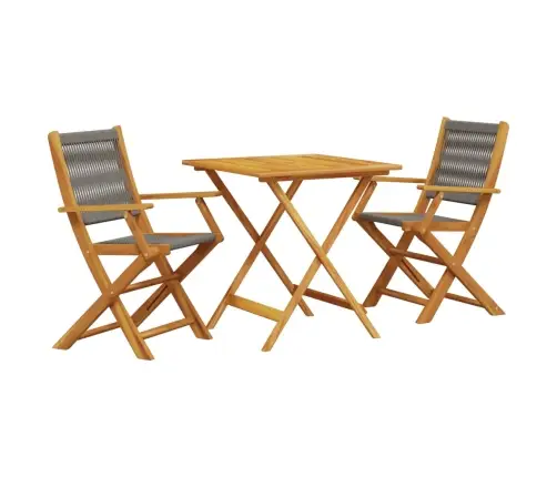 3-Daļīgs Bistro Mēbeļu Komplekts, Pelēks, Polipropilēns, Koks Vidaxl