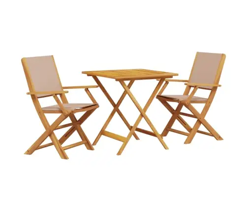 3-Osaline Bistrookomplekt, Hallikaspruun, Kangas Ja Täispuit