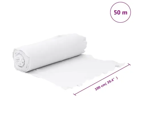 Geotekstiil, Valge, 1 X 50 M, Polüesterkiud