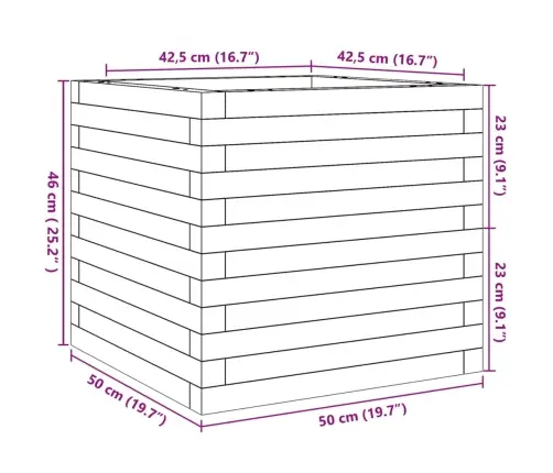Dārza Puķu Kaste, Balta, 50X50X46 Cm, Priedes Masīvkoks Vidaxl