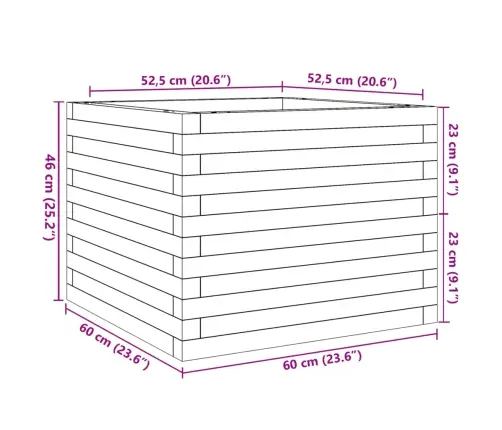 Dārza Puķu Kaste, Vaska Brūnas, 60X60X46 Cm, Priedes Masīvkoks Vidaxl
