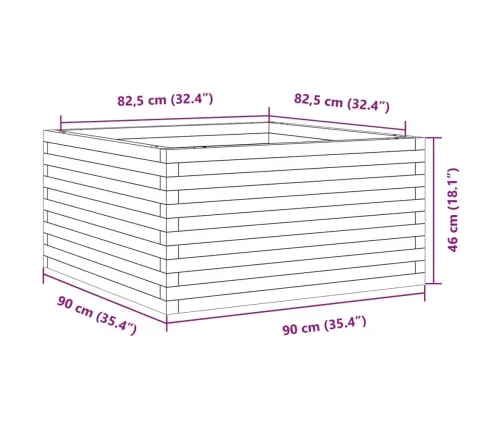 Dārza Puķu Kaste, Vaska Brūnas, 90X90X46 Cm, Priedes Masīvkoks Vidaxl