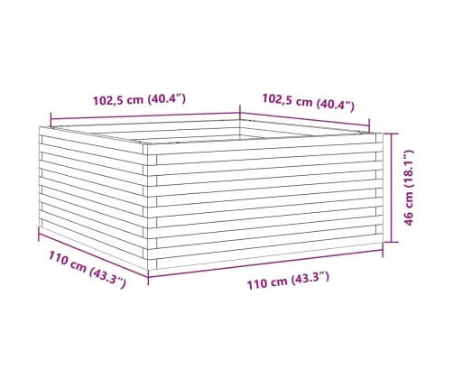 Dārza Puķu Kaste, Balta, 110X110X46 Cm, Priedes Masīvkoks Vidaxl