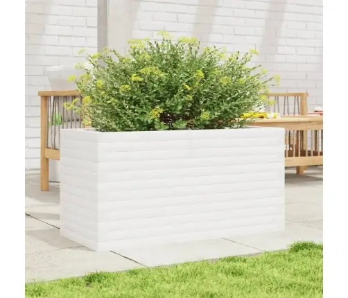 Sodo Lovelis, Baltas, 90X40X46cm Pušies Medienos Masyvas