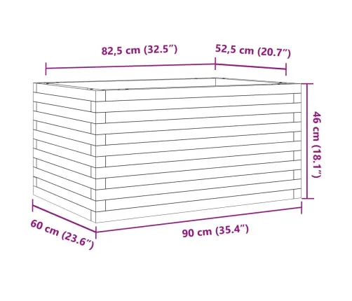 Dārza Puķu Kaste, Vaska Brūnas, 90X60X46 Cm Priedes Masīvkoks Vidaxl