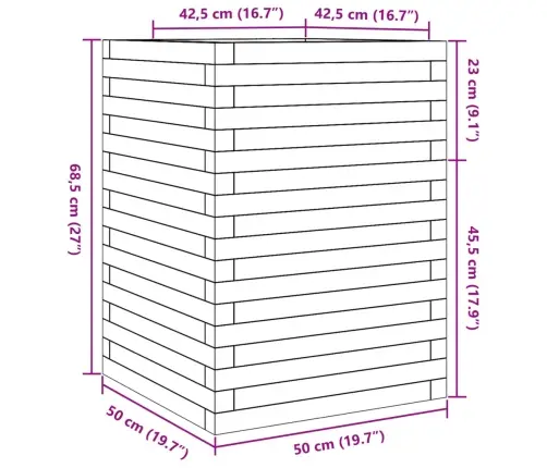 Dārza Puķu Kaste, 50X50X68,5 Cm, Priedes Masīvkoks Vidaxl