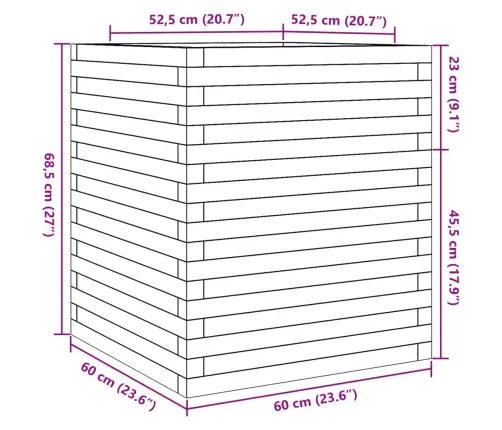 Aia Taimekast, Vahapruun, 60X60X68,5 cm Männipuit