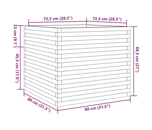 Aia Taimekast, 80X80X68,5 cm Ebatsuuga Puit