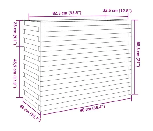 Dārza Puķu Kaste, Balta, 90X40X68,5 Cm, Priedes Masīvkoks Vidaxl