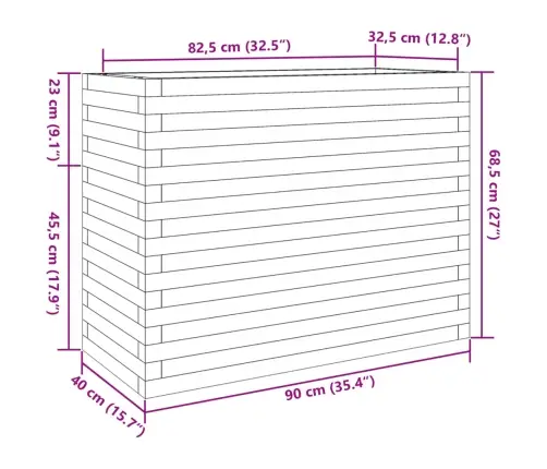 Dārza Puķu Kaste, 90X40X68,5 Cm, Impregnēts Priedes Koks Vidaxl