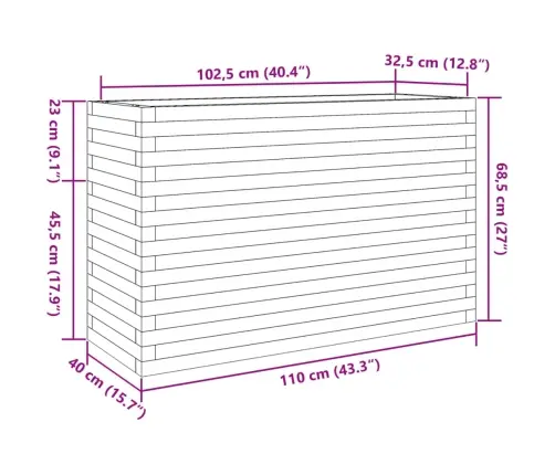 Aia Taimekast, Vahapruun, 110X40X68,5 cm Männipuit