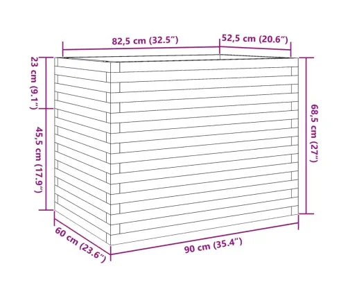 Dārza Puķu Kaste, 90X60X68,5 Cm, Priedes Masīvkoks Vidaxl