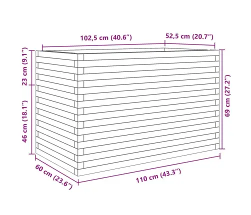 Aia Taimekast, Vahapruun, 110X60X68,5 cm Männipuit
