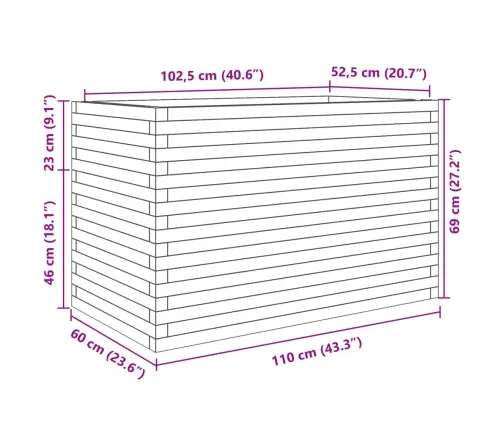 Aia Taimekast, 110X60X68,5 cm Immutatud Männipuit