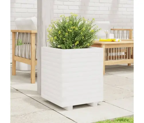 Dārza Puķu Kaste, Balts, 40X40X49,5 Cm, Priedes Masīvkoks Vidaxl