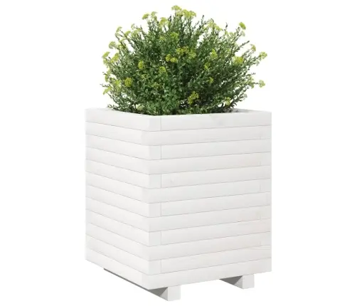 Dārza Puķu Kaste, Balts, 40X40X49,5 Cm, Priedes Masīvkoks Vidaxl