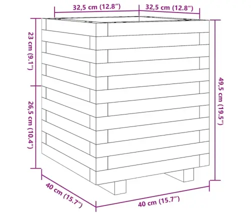 Dārza Puķu Kaste, Balts, 40X40X49,5 Cm, Priedes Masīvkoks Vidaxl