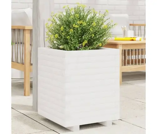 Dārza Puķu Kaste, Balts, 40X40X49,5 Cm, Priedes Masīvkoks Vidaxl