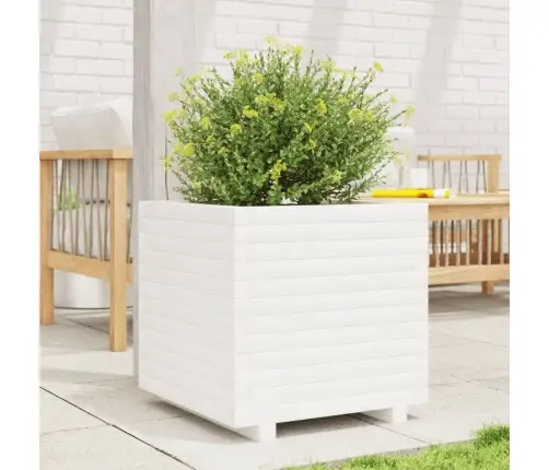 Dārza Puķu Kaste, Balta, 50X50X49,5 Cm, Priedes Masīvkoks Vidaxl