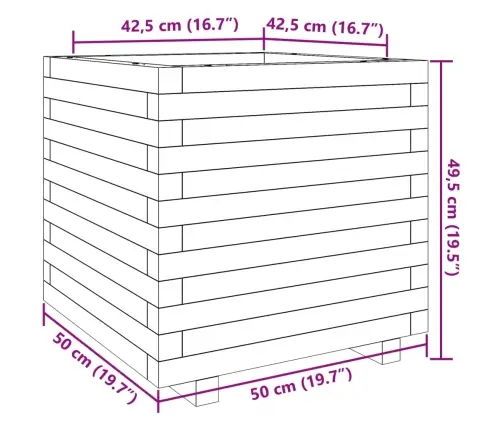 Dārza Puķu Kaste, Balta, 50X50X49,5 Cm, Priedes Masīvkoks Vidaxl