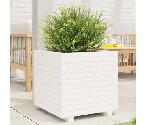 Dārza Puķu Kaste, Balta, 50X50X49,5 Cm, Priedes Masīvkoks Vidaxl