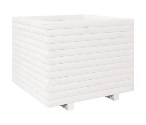 Dārza Puķu Kaste, Balta, 60X60X49,5 Cm, Priedes Masīvkoks Vidaxl