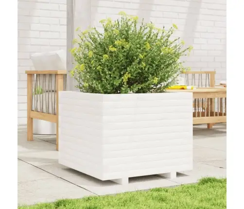 Dārza Puķu Kaste, Balta, 60X60X49,5 Cm, Priedes Masīvkoks Vidaxl