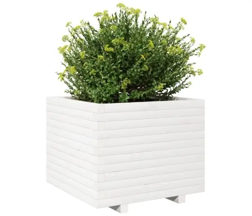 Dārza Puķu Kaste, Balta, 60X60X49,5 Cm, Priedes Masīvkoks Vidaxl