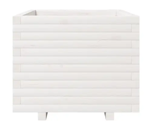 Dārza Puķu Kaste, Balta, 60X60X49,5 Cm, Priedes Masīvkoks Vidaxl