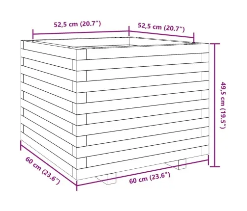 Dārza Puķu Kaste, Balta, 60X60X49,5 Cm, Priedes Masīvkoks Vidaxl