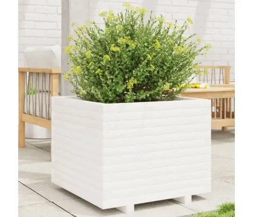 Dārza Puķu Kaste, Balta, 60X60X49,5 Cm, Priedes Masīvkoks Vidaxl