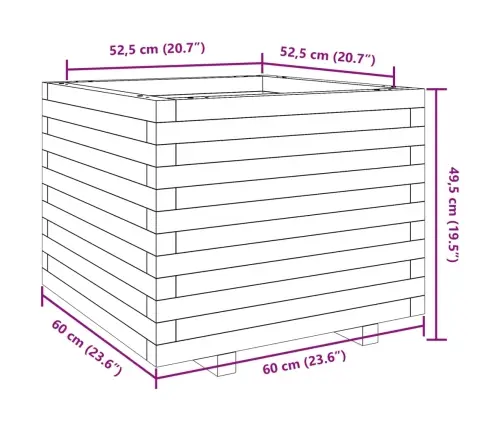 Dārza Puķu Kaste, Vaska Brūnas, 60X60X49,5Cm, Priedes Masīvkoks Vidaxl