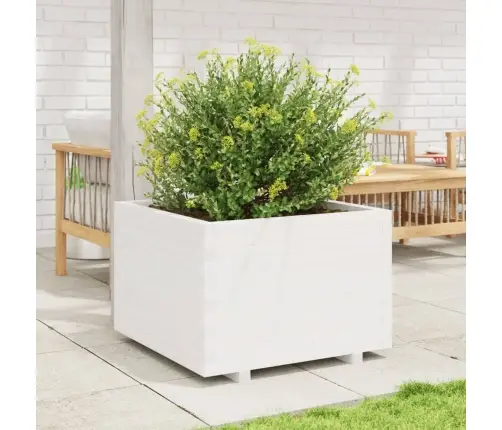 Sodo Lovelis, Baltas, 70X70X49,5cm Pušies Medienos Masyvas