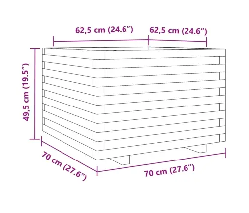 Sodo Lovelis, Baltas, 70X70X49,5cm Pušies Medienos Masyvas