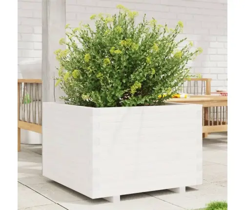 Sodo Lovelis, Baltas, 70X70X49,5cm Pušies Medienos Masyvas