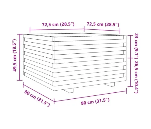 Dārza Puķu Kaste, Vaska Brūnas, 80X80X49,5Cm, Priedes Masīvkoks Vidaxl