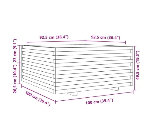 Dārza Puķu Kaste, Balta, 100X100X49,5 Cm, Priedes Masīvkoks Vidaxl