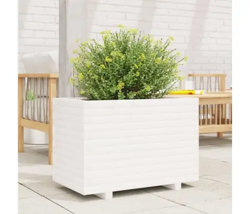 Sodo Lovelis, Baltas, 70X40X49,5cm Pušies Medienos Masyvas