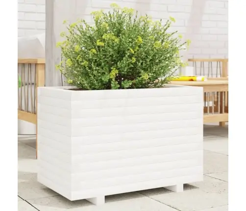 Sodo Lovelis, Baltas, 70X40X49,5cm Pušies Medienos Masyvas