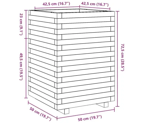 Aia Taimekast, Vahapruun, 50X50X72,5 cm Männipuit