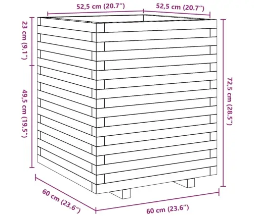 Dārza Puķu Kaste, Balta, 60X60X72,5 Cm, Priedes Masīvkoks Vidaxl