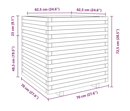 Dārza Puķu Kaste, Balta, 70X70X72,5 Cm, Priedes Masīvkoks Vidaxl