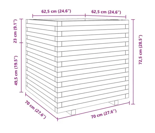 Dārza Puķu Kaste, Vaska Brūnas, 70X70X72,5Cm, Priedes Masīvkoks Vidaxl