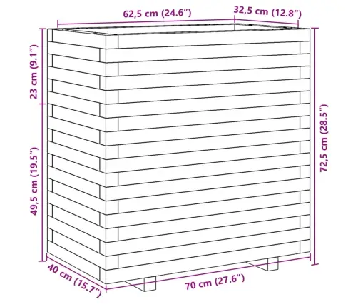 Dārza Puķu Kaste, Vaska Brūnas, 70X40X72,5 Cm Priedes Masīvkoks Vidaxl